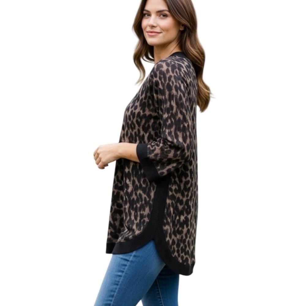 Maurices Medium Leopard Print Long Sleeve Shirt Long Length Casual Oversized